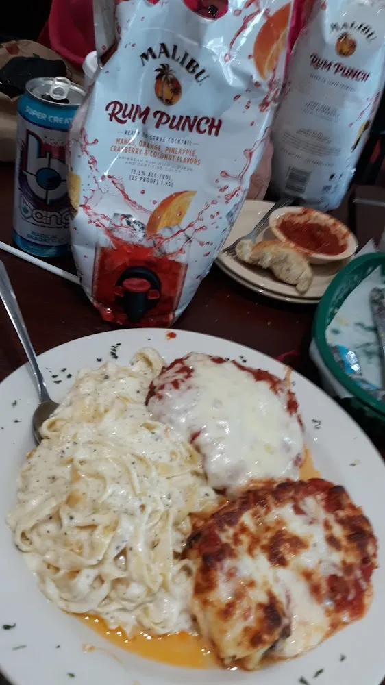 Chicken Parmesan w a Cheese Stuffed Meatball